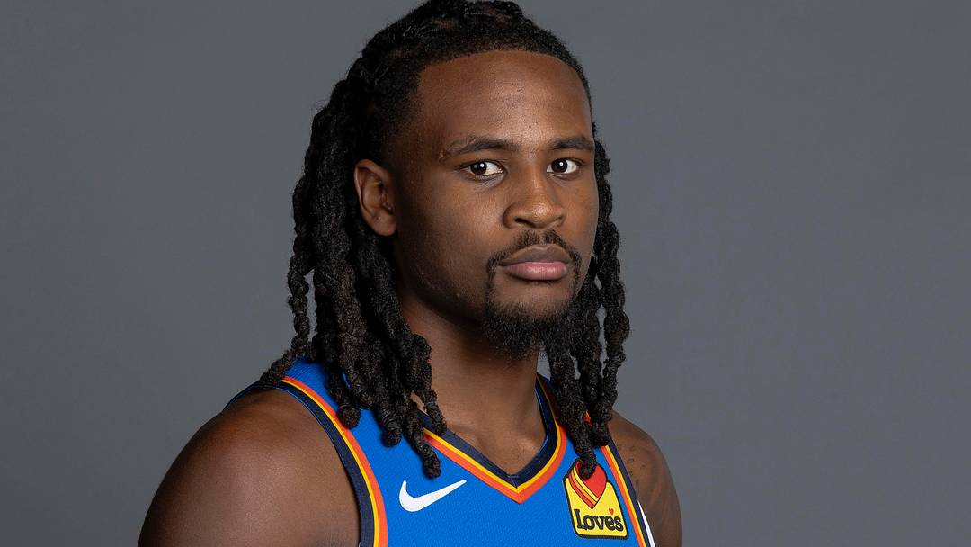Sep 28, 2026; Oklahoma City, OK, USA; Oklahoma City Thunder guard Cason Wallace (22) poses for a photo during Oklahoma City Thunder Media Day at Paycom Center. Mandatory Credit: Alonzo Adams-Imagn Images