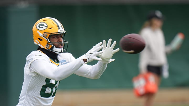 Green Bay Packers receiver Julian Hicks (81) is shown during organized team activities.