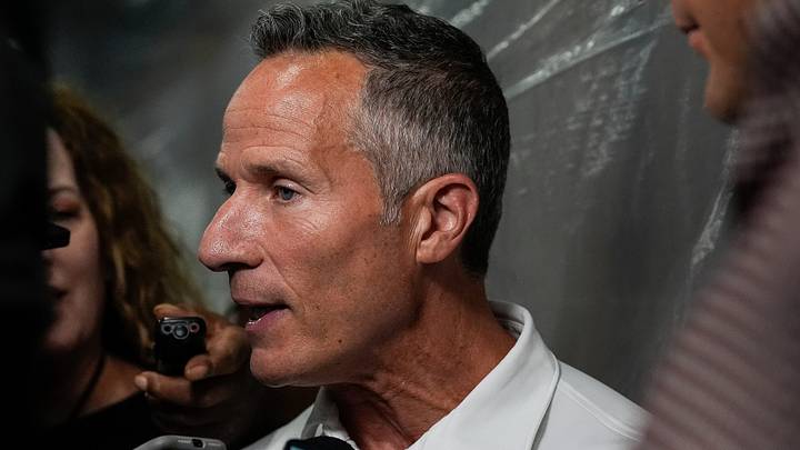 Detroit Tigers team owner Chris Ilitch talks to reporters after the Tigers clinch a wild card spot in the MLB playoff after defeating the White Sox 4-1 at Comerica Park in Detroit on Friday, Sept. 27, 2024.