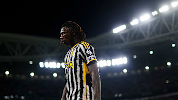 Moise Kean of Juventus FC looks on during the Serie A...