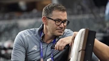 Oct 27, 2023; Arlington, TX, USA; Arizona Diamondbacks senior vice president and assistant general manager Amiel Sawdaye before game one of the 2023 World Series against the Texas Rangers at Globe Life Field. Mandatory Credit: Raymond Carlin III-Imagn Images