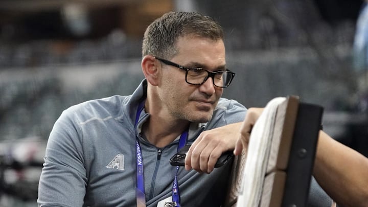 Oct 27, 2023; Arlington, TX, USA; Arizona Diamondbacks senior vice president and assistant general manager Amiel Sawdaye before game one of the 2023 World Series against the Texas Rangers at Globe Life Field. Mandatory Credit: Raymond Carlin III-Imagn Images