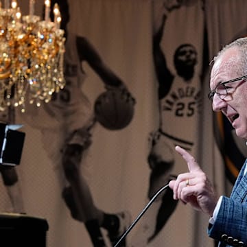 Southeastern Conference commissioner Greg Sankey speaks during SEC Media Day at the Grand Bohemian Hotel in Mountain Brook Tuesday, Oct. 16, 2024.