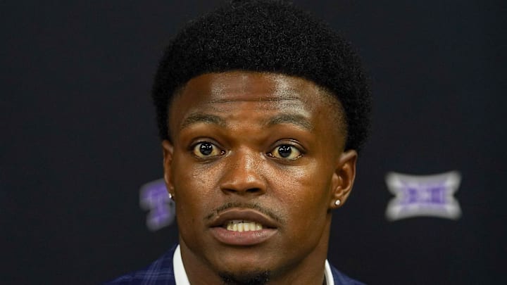 Former TCU defensive back Bud Clark speaks with the media.