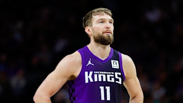 Feb 5, 2025; Sacramento, California, USA; Sacramento Kings forward Domantas Sabonis (11) looks on during the third quarter against the Orlando Magic at Golden 1 Center.