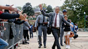 Nov 1, 2025; Oxford, Mississippi, USA; South Carolina Gamecocks head coach Shane Beamer walks into Vaught-Hemingway Stadium prior to the game against the Mississippi Rebels. Mandatory Credit: Petre Thomas-Imagn Images