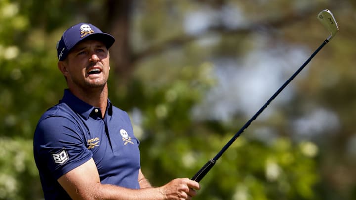 Bryson DeChambeau tees off during The Masters