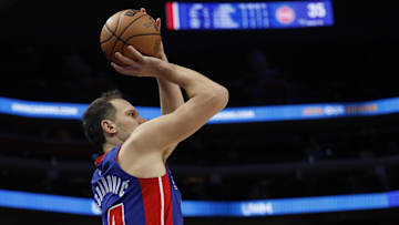 Jan 24, 2024; Detroit, Michigan, USA;  Detroit Pistons forward Bojan Bogdanovic (44) shoots 