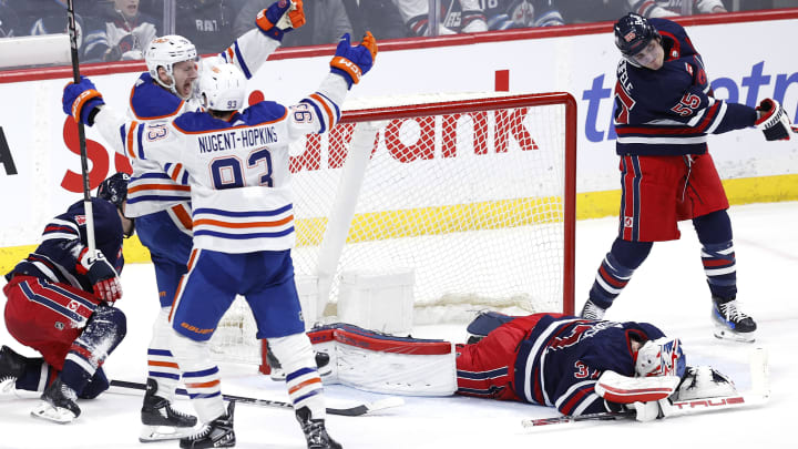 Edmonton Oilers left wing Zach Hyman (18) celebrates his goal