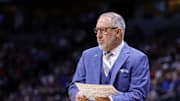 Mar 22, 2025; Denver, CO, USA; Texas A&M Aggies head coach Buzz Williams during the first half in the second round of the NCAA Tournament  at Ball Arena. Mandatory Credit: Isaiah J. Downing-Imagn Images
