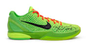 Kobe Bryant's game-worn, autographed Nike Kobe 6 "Grinch" basketball shoes.
