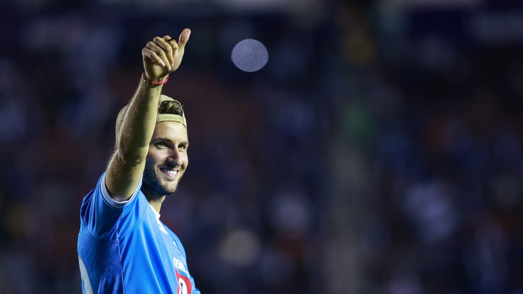 Cruz Azul v Mazatlan FC - Torneo Apertura 2024 Liga MX - Santiago Gimenez attending a game of his former club Cruz Azul earlier this month