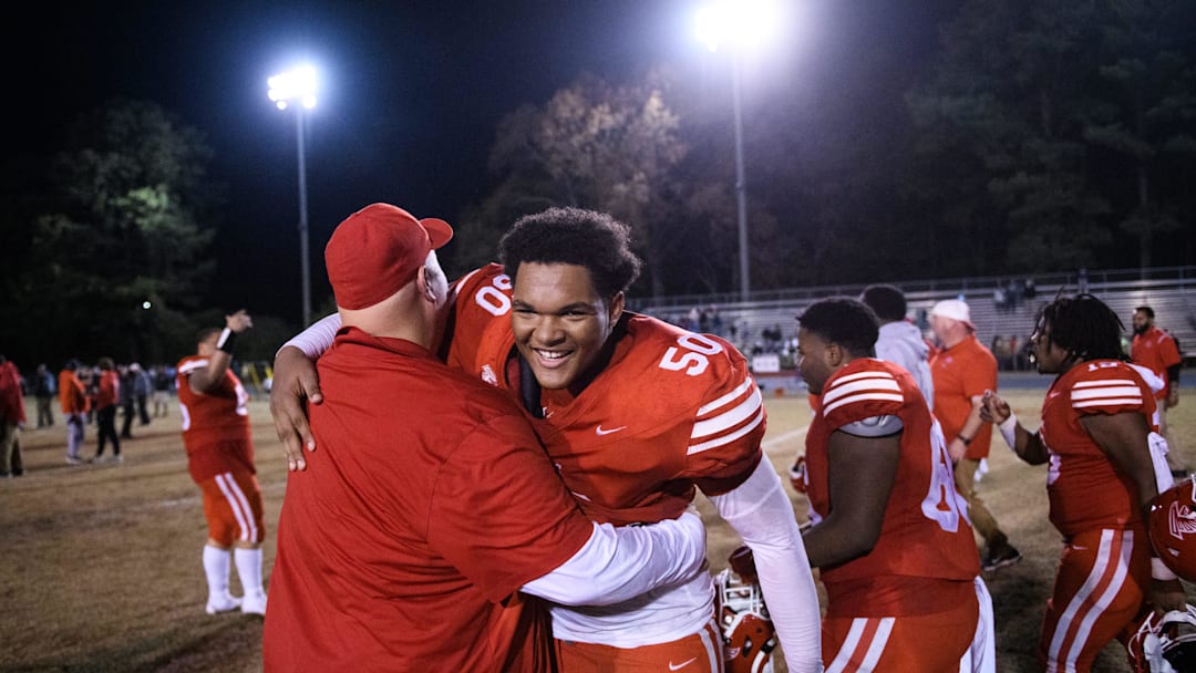 John Archer is congratulated as Seventy-First hosts Northern Nash in the 3A East Regional final on Friday, Dec. 1, 2023.