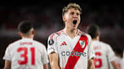 Facundo Colidio of River Plate celebrates after scoring a...