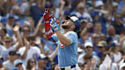 Jul 4, 2025; Chicago, Illinois, USA; Chicago Cubs first baseman Michael Busch (29) rounds the bases after hitting a solo home run against the St. Louis Cardinals during the seventh inning at Wrigley Field. Mandatory Credit: Kamil Krzaczynski-Imagn Images