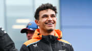 Jun 9, 2024; Montreal, Quebec, CAN; McLaren driver Lando Norris (GBR) smiles at the crowd during the drivers parade of the Canadien Grand Prix at Circuit Gilles Villeneuve. Mandatory Credit: David Kirouac-USA TODAY Sports