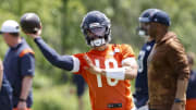 May 31, 2024; Lake Forest, IL, USA; Chicago Bears quarterback Caleb Williams (18) throws the ball during organized team activities at Halas Hall. Mandatory Credit: Kamil Krzaczynski-USA TODAY Sports