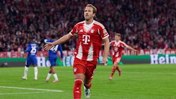Harry Kane after scoring for Bayern Munich against Chelsea on Wednesday.