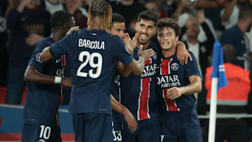 Paris celebrating a goal against Montpellier 