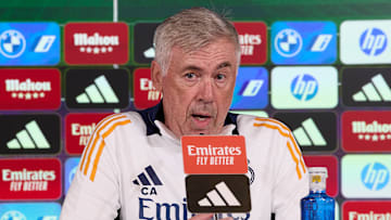 Carlo Ancelotti, the head coach of Real Madrid CF, attends a...