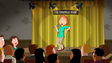 FAMILY GUY: Due to PETER’s shenanigans, LOIS is late to her ladies night out at a concert, causing her to miss the show and end up at a comedy bar. Venting her anger about Peter, Lois lands joke after joke and rapidly becomes a stand-up comedian using real life stories about Peter as content. Once Peter catches wind about this, he tries his best to straighten his life out to avoid being ridiculed by Lois’s comedy act in the all-new “Lois C.K.” episode of FAMILY GUY airing Sunday, Mar. 9
