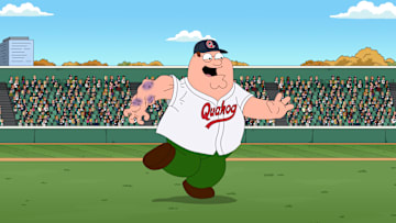 FAMILY GUY: When Peter accidentally exposes his inability to throw a ball, he becomes determined to learn in order to reclaim his masculinity in the all-new “Pitch Imperfect” episode of FAMILY GUY airing Sunday, March 30 (9:30-10:00 PM ET/PT) on FOX. FAMILY GUY © 2025 by 20th Television