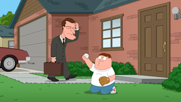 FAMILY GUY: When Peter accidentally exposes his inability to throw a ball, he becomes determined to learn in order to reclaim his masculinity in the all-new “Pitch Imperfect” episode of FAMILY GUY airing Sunday, March 30 (9:30-10:00 PM ET/PT) on FOX. FAMILY GUY © 2025 by 20th Television
