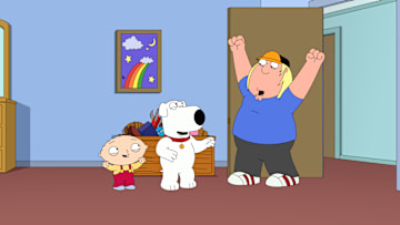 FAMILY GUY: When Chris embarrasses himself by having an erection during his book report, he and Brian travel through time to have a do-over. Quagmire wins the lottery and the guys split the winnings in the all-new “Hard Times at Adam West High” episode of FAMILY GUY airing Sunday, April 6 (9:30-10:00 PM ET/PT) on FOX. FAMILY GUY © 2025 by 20th Television