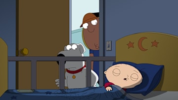 FAMILY GUY: When Chris embarrasses himself by having an erection during his book report, he and Brian travel through time to have a do-over. Quagmire wins the lottery and the guys split the winnings in the all-new “Hard Times at Adam West High” episode of FAMILY GUY airing Sunday, April 6 (9:30-10:00 PM ET/PT) on FOX. FAMILY GUY © 2025 by 20th Television