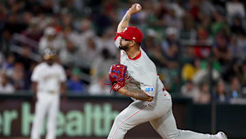 May 24, 2025; West Sacramento, California, USA; Philadelphia Phillies pitcher Jose Ruiz (66) throws a pitch against the Athletics during the sixth inning at Sutter Health Park.