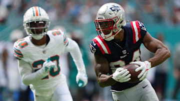 Oct 29, 2023; Miami Gardens, Florida, USA; New England Patriots wide receiver Kendrick Bourne (84)