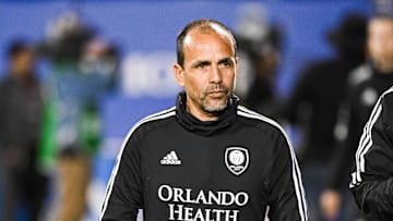 Oct 16, 2022; Montreal, Quebec, Canada; Orlando City head coach Oscar Pareja from the sidelines