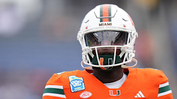 Miami Hurricanes quarterback Cam Ward (1) warms up prior to the game against the Iowa State Cyclones at Camping World Stadium. 