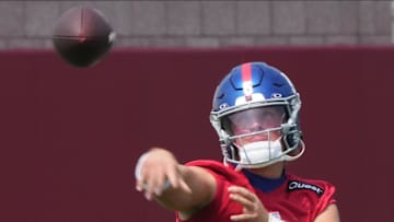 East Rutherford, NJ -- June 5, 2025 -- Quarterback, Jaxson Dart as the New York Giants players participate in their 2025 OTAs at the Quest Diagnostic Giants Training Center in East Rutherford.