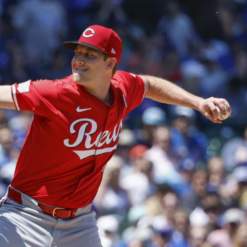 Jun 2, 2024; Chicago, Illinois, USA; Cincinnati Reds starting pitcher Nick Lodolo (40) delivers a pitch against the Chicago Cubs during the first inning at Wrigley Field. Mandatory Credit: Kamil Krzaczynski-USA TODAY Sports