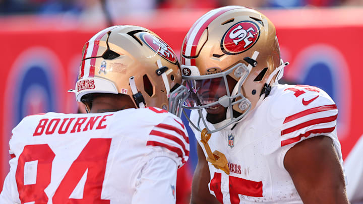 San Francisco 49ers wide receivers Kendrick Bourne (L) and Jauan Jennings (R)