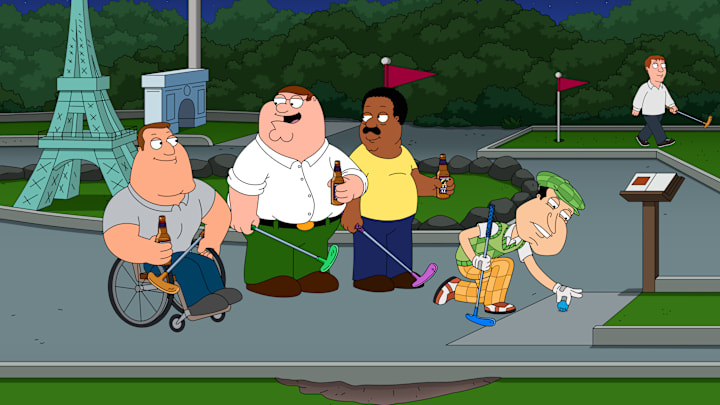 FAMILY GUY: When Chris embarrasses himself by having an erection during his book report, he and Brian travel through time to have a do-over. Quagmire wins the lottery and the guys split the winnings in the all-new “Hard Times at Adam West High” episode of FAMILY GUY airing Sunday, April 6 (9:30-10:00 PM ET/PT) on FOX. FAMILY GUY © 2025 by 20th Television