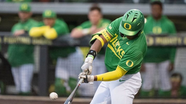  Sweet swing, sweet win: Power-hitting first baseman Jacob Walsh started Oregon's comeback with a two-out home run in the 5th, his 18th.