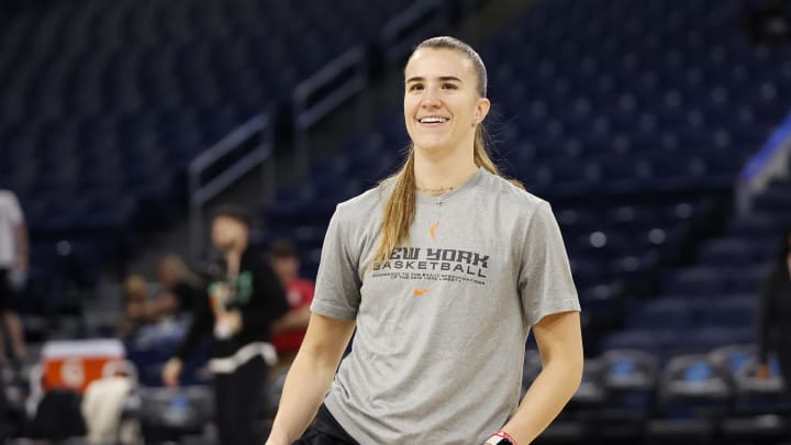 Jun 4, 2024; Chicago, Illinois, USA; New York Liberty guard Sabrina Ionescu (20) warms up before a WNBA game against the Chicago Sky at Wintrust Arena. Mandatory Credit: Kamil Krzaczynski-USA TODAY Sports Jun 4, 2024; Chicago, Illinois, USA; New York Liberty guard Sabrina Ionescu (20) warms up before a WNBA game against the Chicago Sky at Wintrust Arena. Mandatory Credit: Kamil Krzaczynski-USA TODAY Sports
