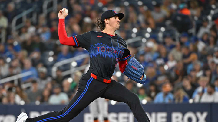 Toronto Blue Jays pitcher Kevin Gausman (34) pitches in the first inning against the Baltimore Orioles at Rogers Centre on Aug 8.