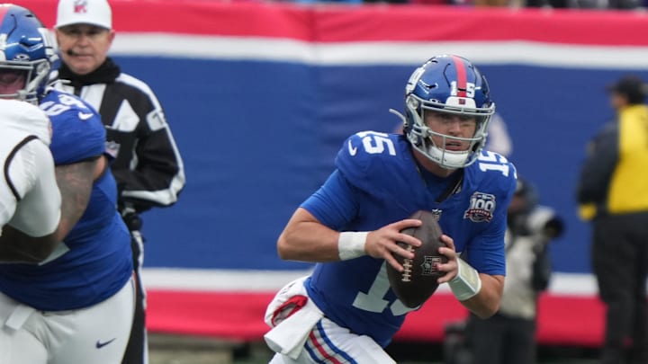 East Rutherford, NJ -- December 15, 2024 -- Tommy DeVito of the Giants in the first half. The Baltimore Ravens came to MetLife Stadium to play the New York Giants. East Rutherford, NJ -- December 15, 2024 -- Tommy DeVito of the Giants in the first half. The Baltimore Ravens came to MetLife Stadium to play the New York Giants.