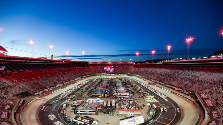 Mar 16, 2024; Bristol, Tennessee, USA; General view before the start of the NASCAR Weather Guard truck race at Bristol Motor Speedway. Mandatory Credit: Randy Sartin-USA TODAY Sports