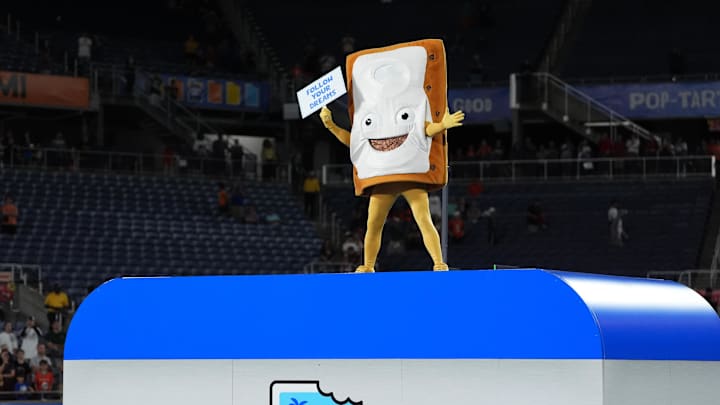The Pop-Tarts Bowl mascot after No. 18 Iowa State's 42–41 win over No. 15 Miami on Dec. 28, 2024. The Pop-Tarts Bowl mascot after No. 18 Iowa State's 42–41 win over No. 15 Miami on Dec. 28, 2024.