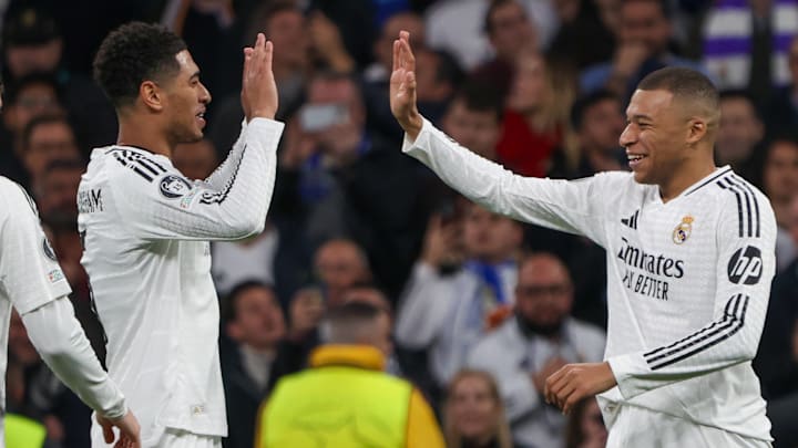 Real Madrid's Jude Bellingham (left) and Kylian Mbappe Real Madrid's Jude Bellingham (left) and Kylian Mbappe