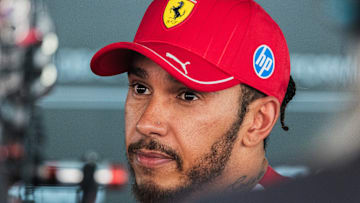 Lewis Hamilton of Great Britain and Scuderia Ferrari seen...