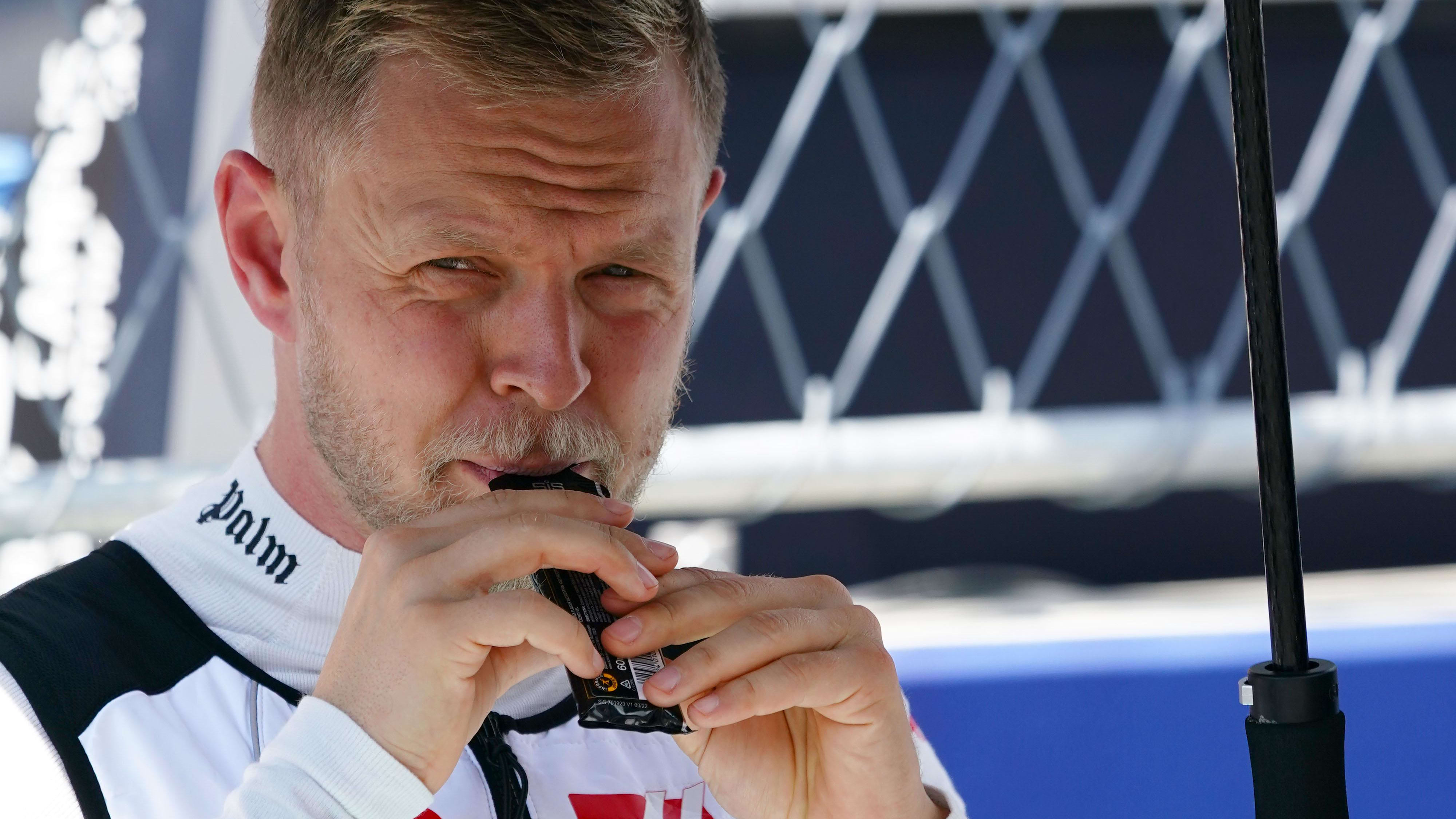 May 4, 2024; Miami Gardens, Florida, USA; Hass drive Kevin Magnussen (20) on the grid before the F1