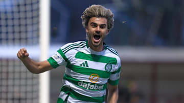UK: Motherwell v Celtic, Scottish Premiership at Fir Park Stadium, Motherwell, Scotland on 02 February 2025: Pictured: Jota (Celtic) slides in to make the final score 1-3 Motherwell Fir Park Stadium Scotland Copyright: xAlexxToddx
