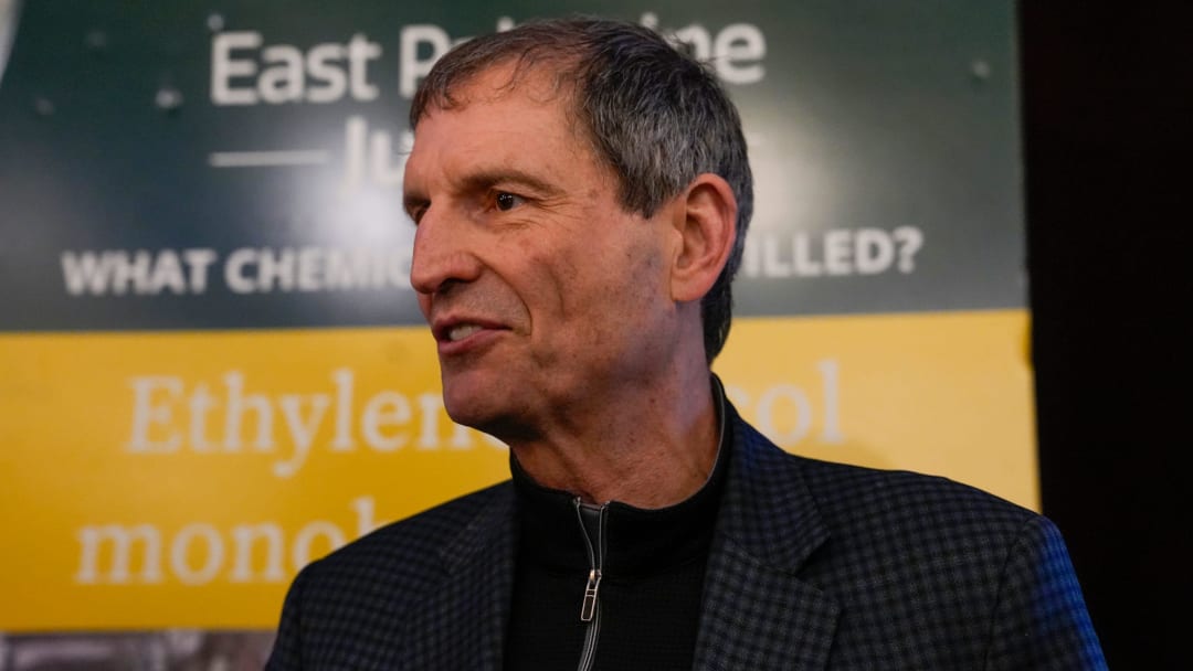 Bernie Kosar, former quarterback for the Cleveland Browns and Youngstown native speaks with The Enquirer before a town hall sponsored by East Palestine Justice Thursday, March 23, 2023, in Columbiana, Ohio. 