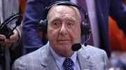  ESPN analyst Dick Vitale before the game between the Tennessee Volunteers and the Alabama Crimson Tide at Thompson-Boling Arena at Food City Center. Images