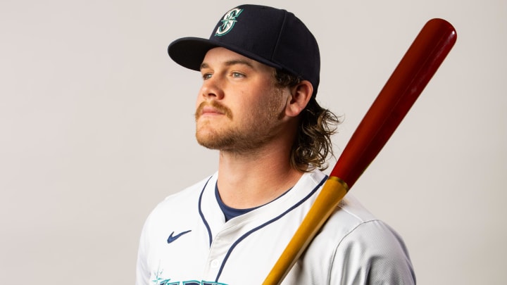 Seattle Mariners infielder Hogan Windish poses for a portrait during photo day Feb. 23 at Peoria Sports Complex.